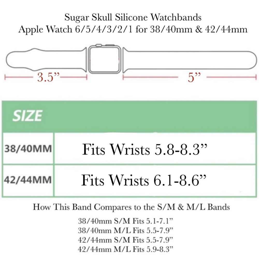 Colorful Day of the Dead Sugar Skull Silicone Watchband for Apple - Picture 13 of 13